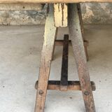 Àncienne table d’atelier sur tréteaux