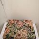 Vintage footrest in wood and fabric