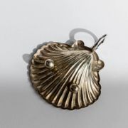 Silver-plated Shell Bowls, Set of 2, Vintage 1960s Italian Design, Silver Metal Condiment Dishes
