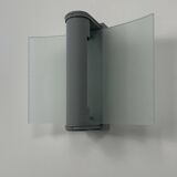 Vintage wall light, grey lacquered metal and frosted curved glass, France, 1980.