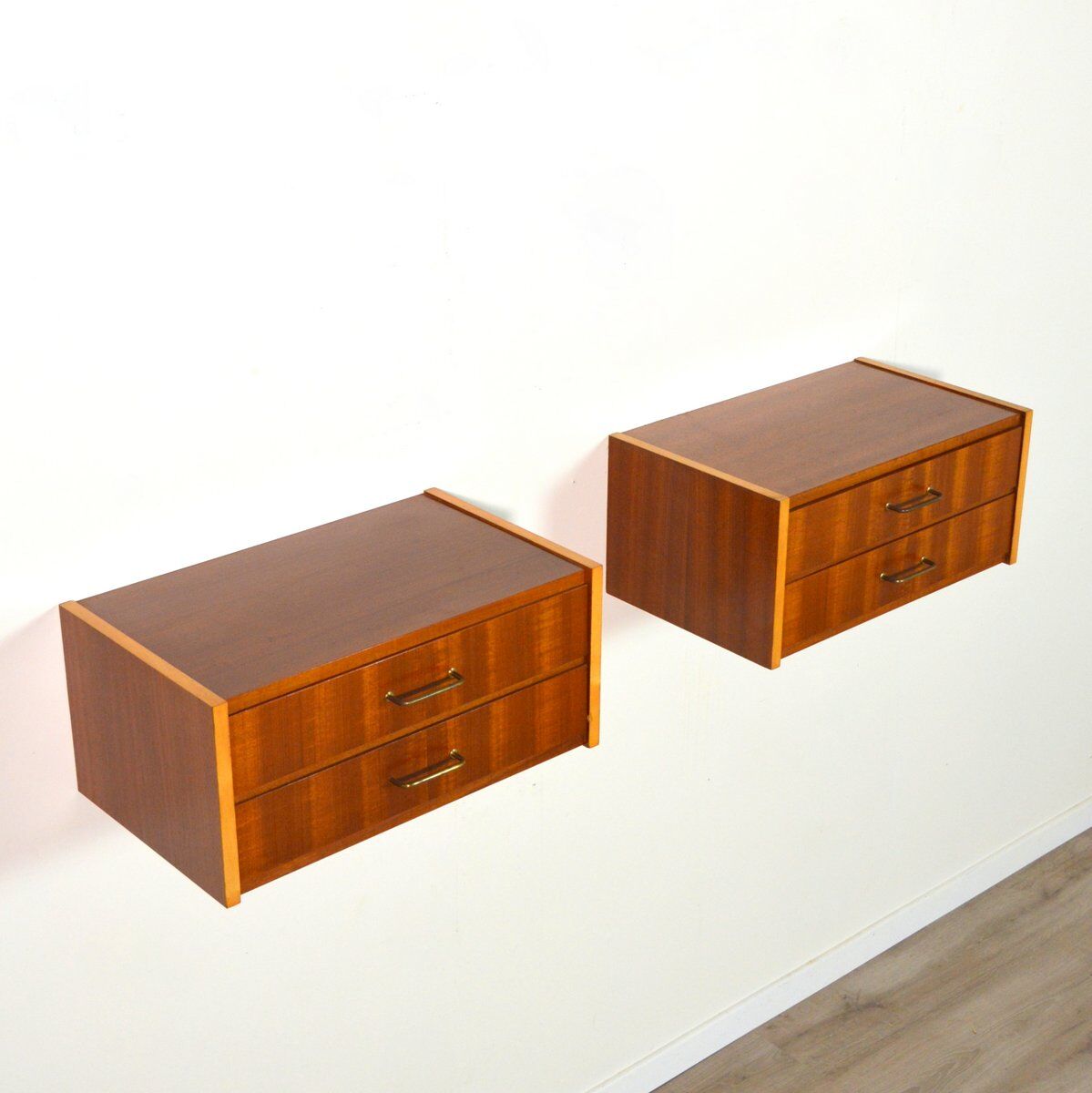 Pair of suspended bedside tables 1950s