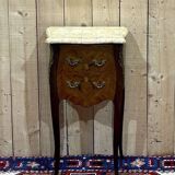 Louis XV style bedside table in rosewood, oak and marble top - made in the 70s