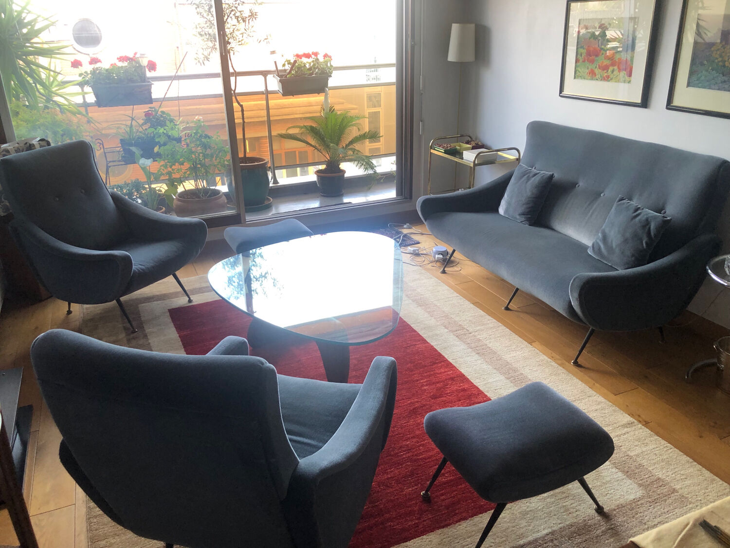 Set living room sofa armchairs footrest