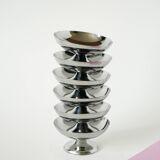 Set of 6 vintage stainless steel ice cream cups, triangular feet, Design, 1970, 9 x 4.5 cm