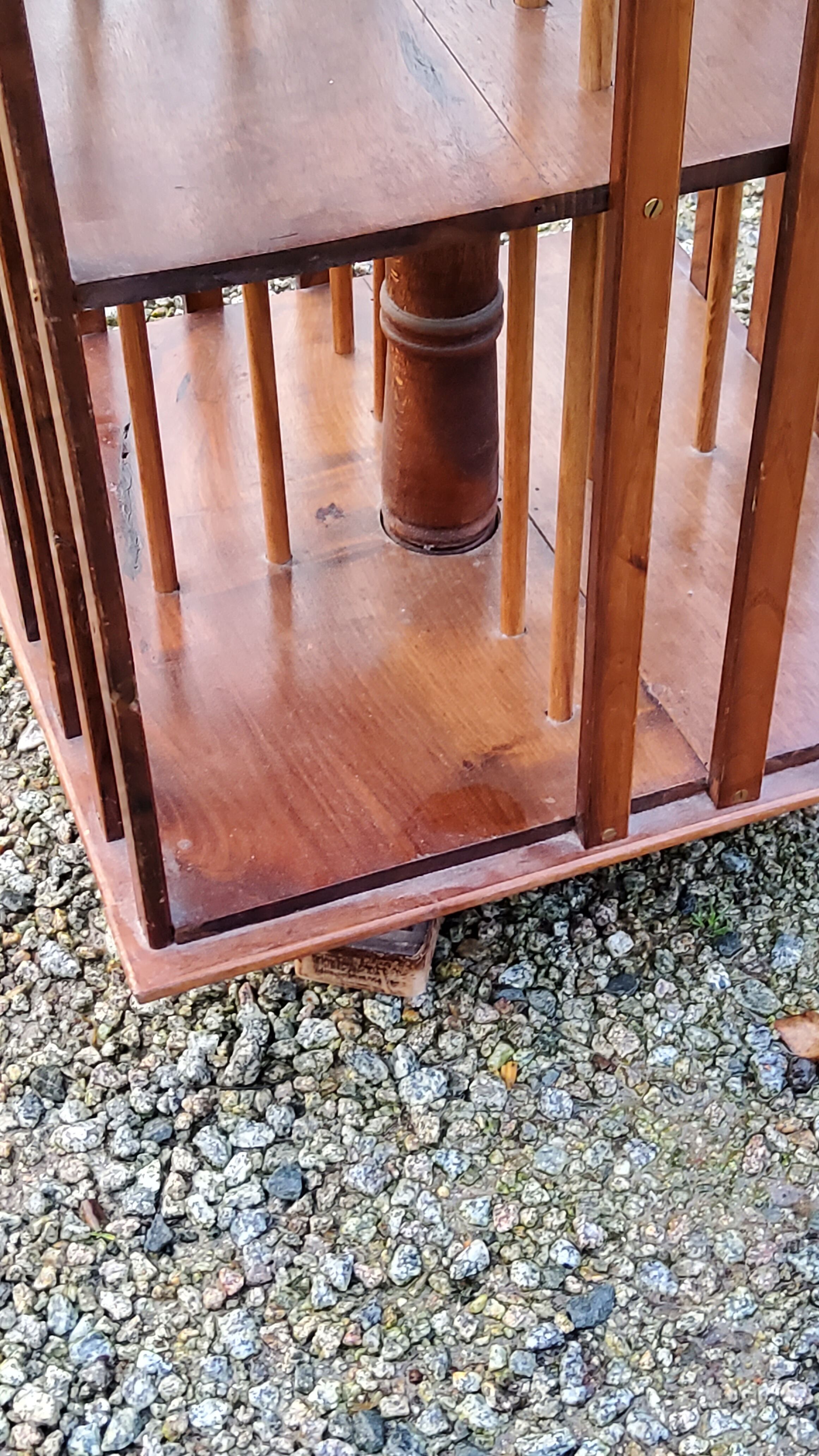 Art Deco style revolving bookcase in walnut and oak