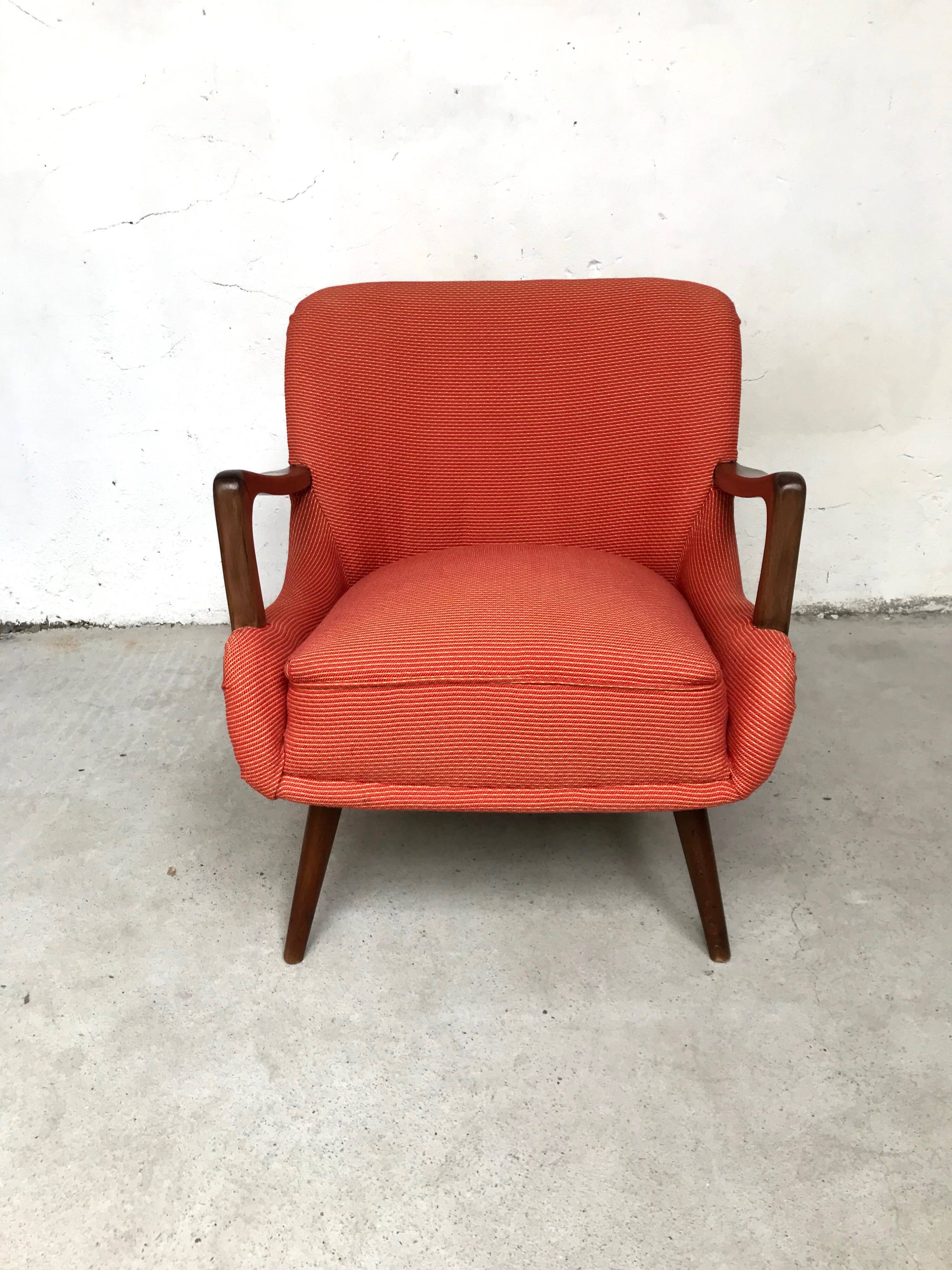 Orange-pink art deco armchair 1930s/40s