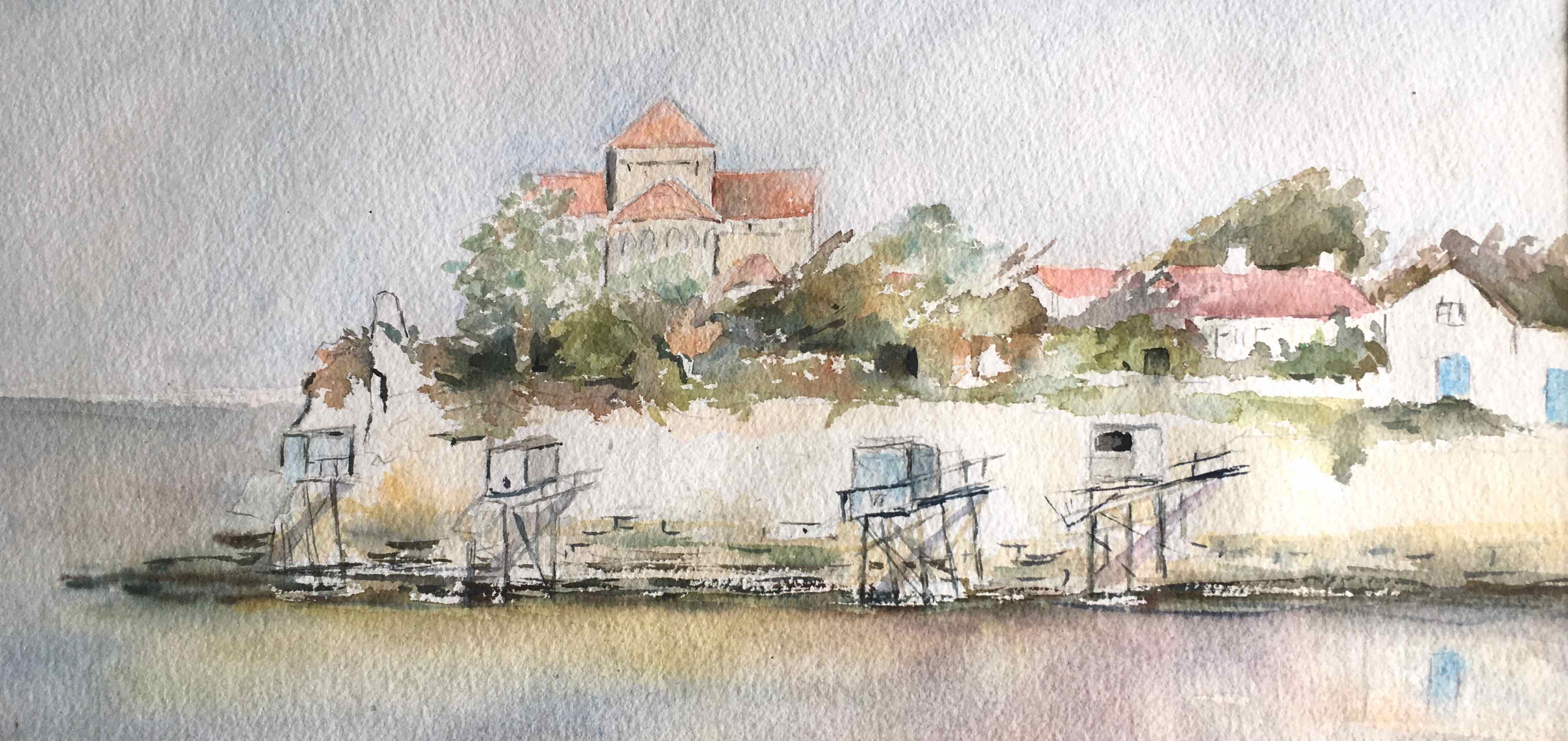Aquarelle estuaire de la Gironde