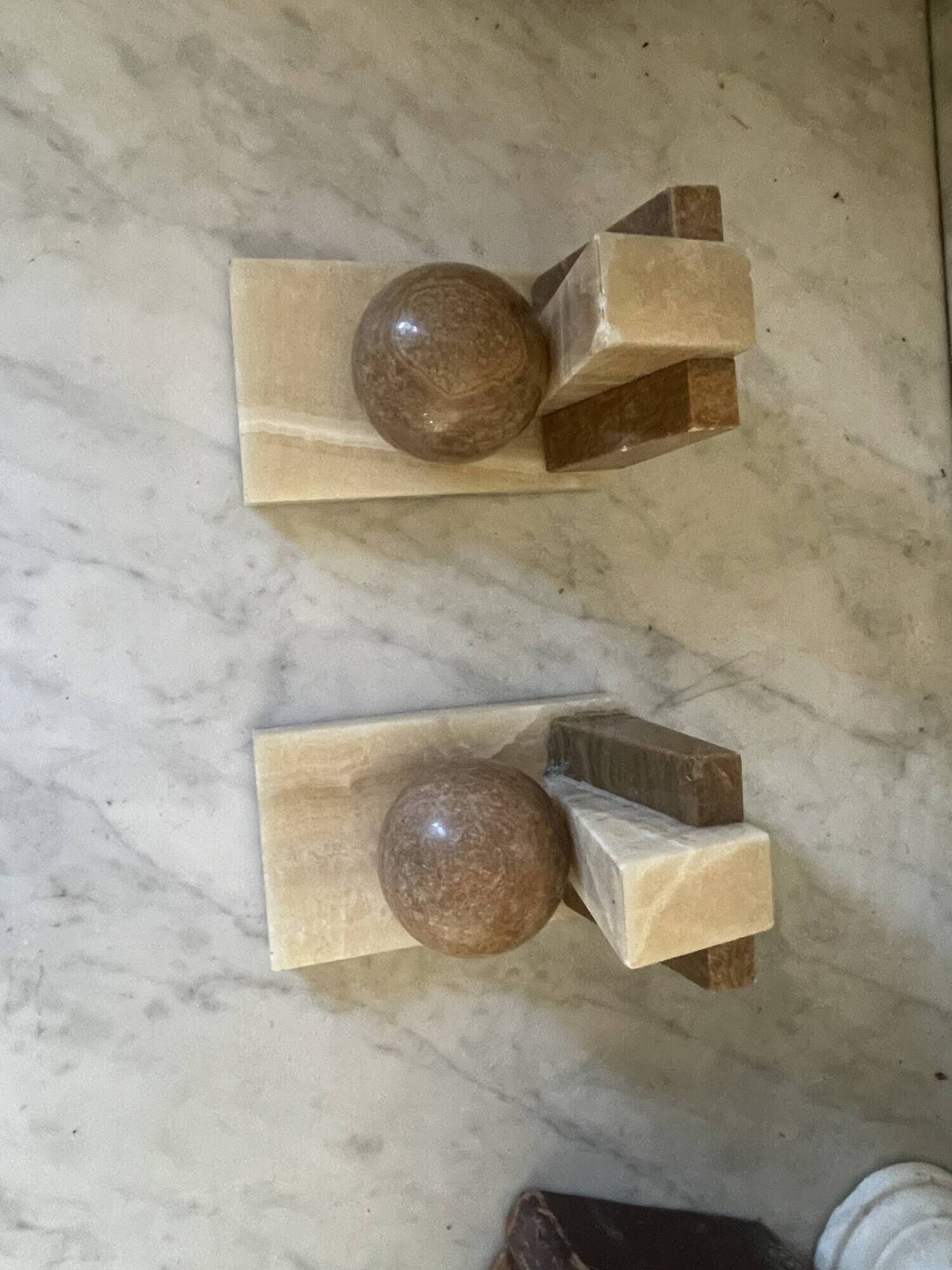Pair of marble and onyx bookends