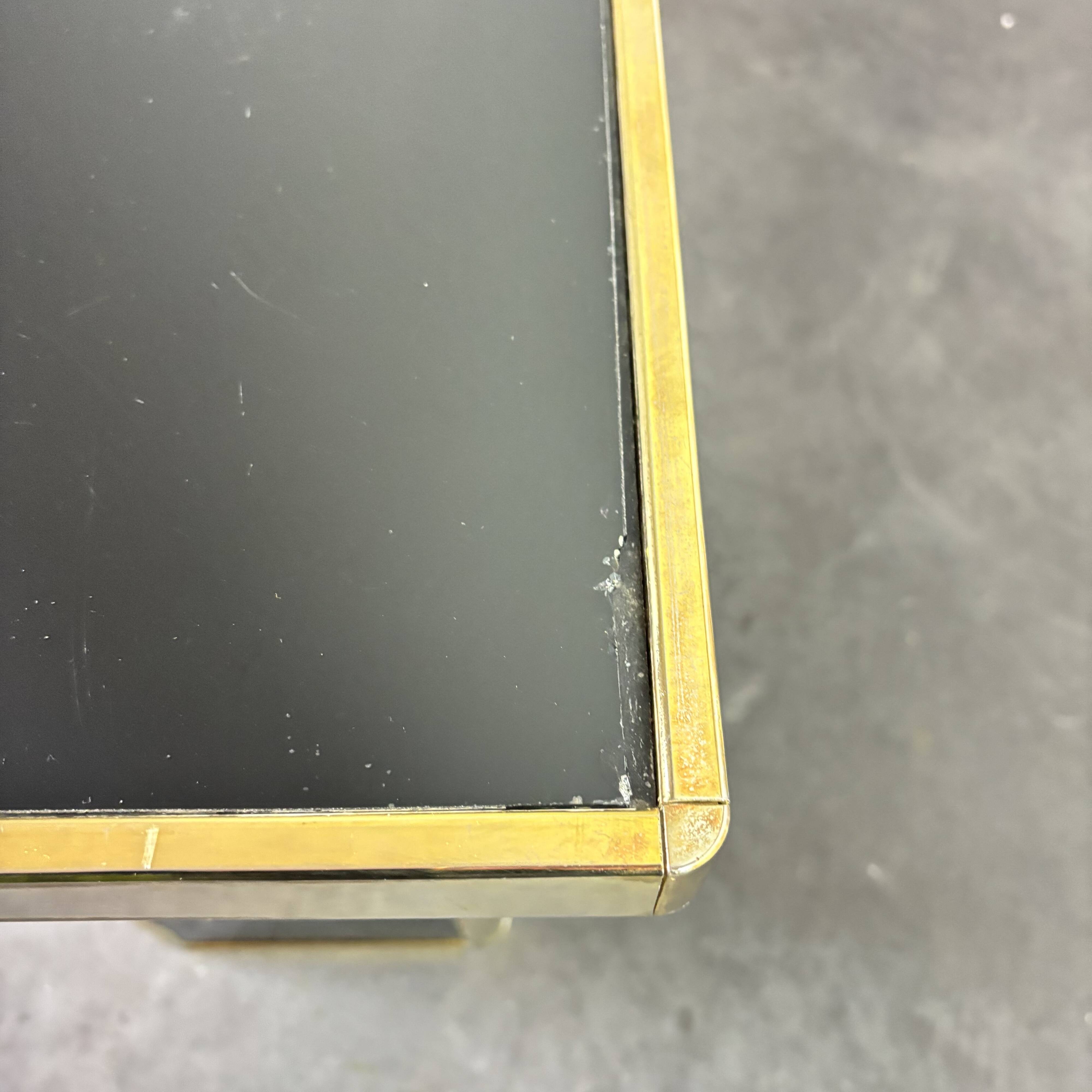 Console en laiton et miroir noir