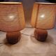 2 Small Vintage Braided Rope Lamps Height 32 cm