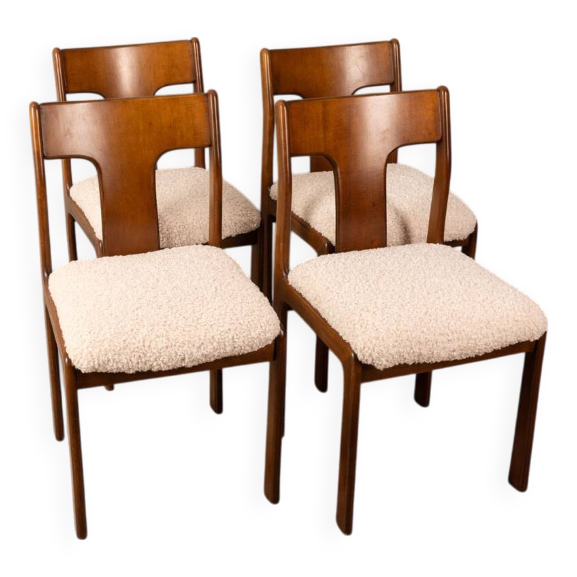 Set of 4 vintage chairs 70s white fabric Italian design