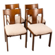 Lot de 4 chaises vintage années 70 tissu blanc design italien