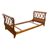 Lit à cols de Cygnes en merisier massif époque milieu XXe (livrable)