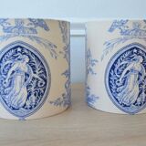 Pair of blue Toile de Jouy lampshades