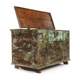 Wooden chest with green patina