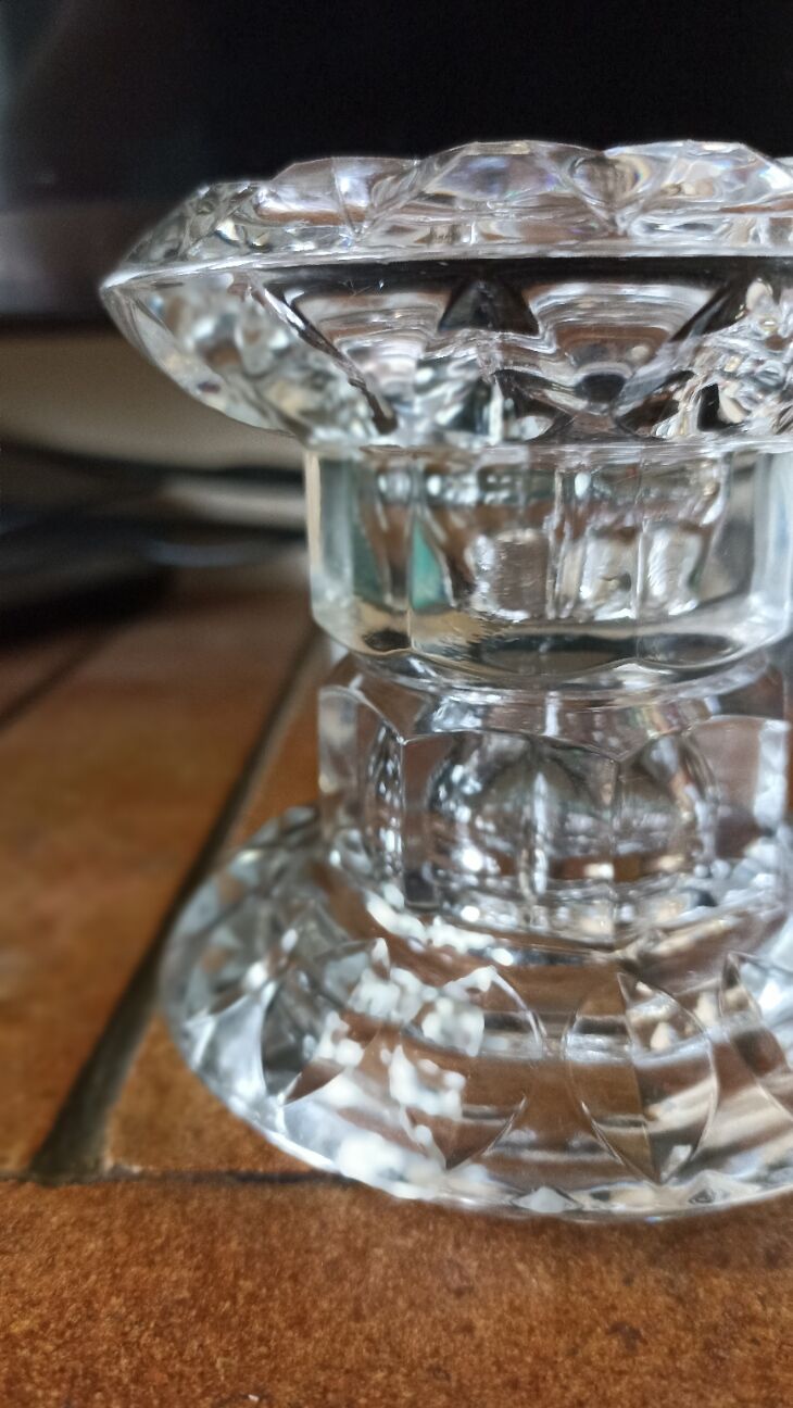 Duo of crystal candle holders - ARC France