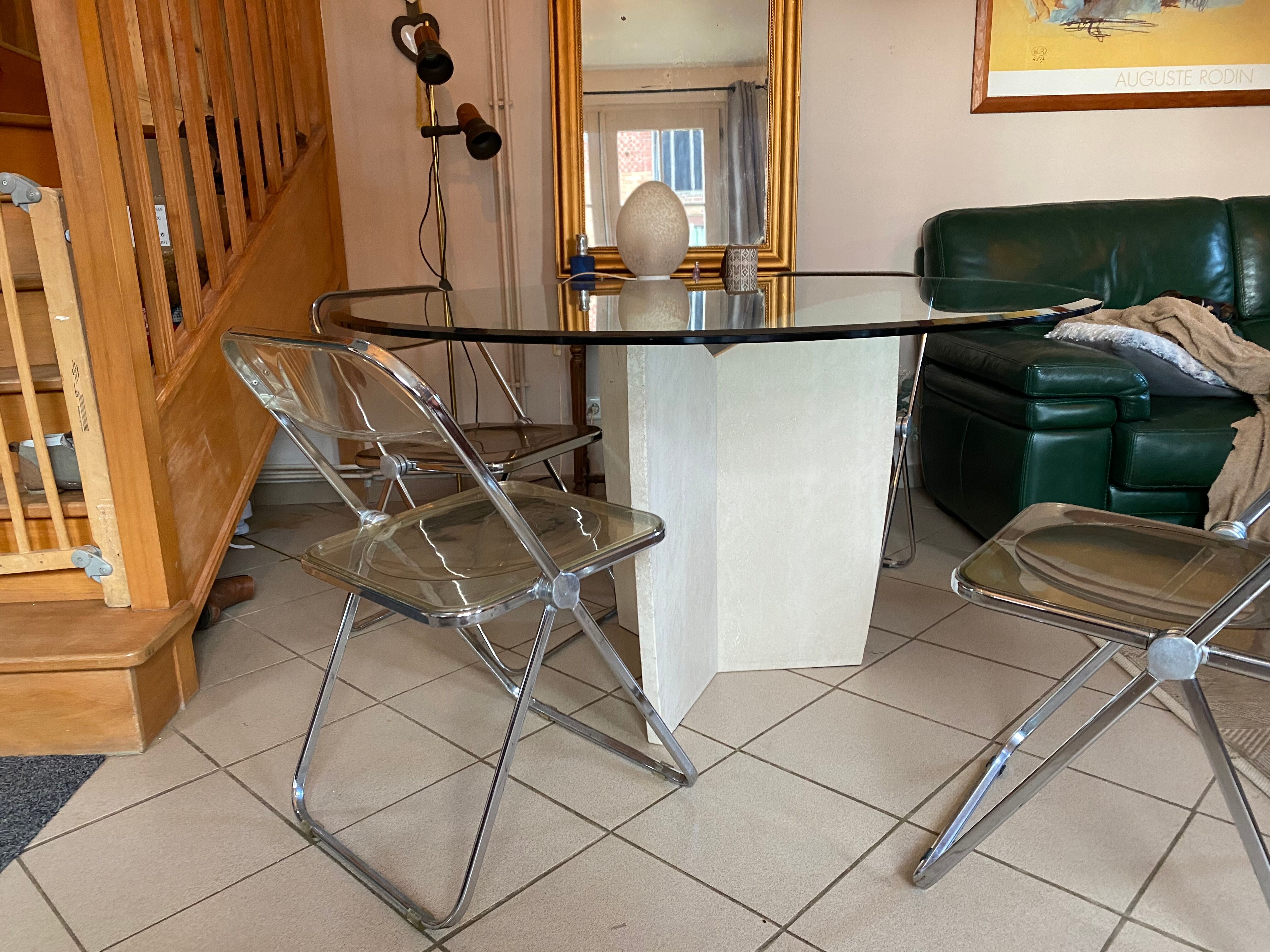 Travertine foot-foot design dining table