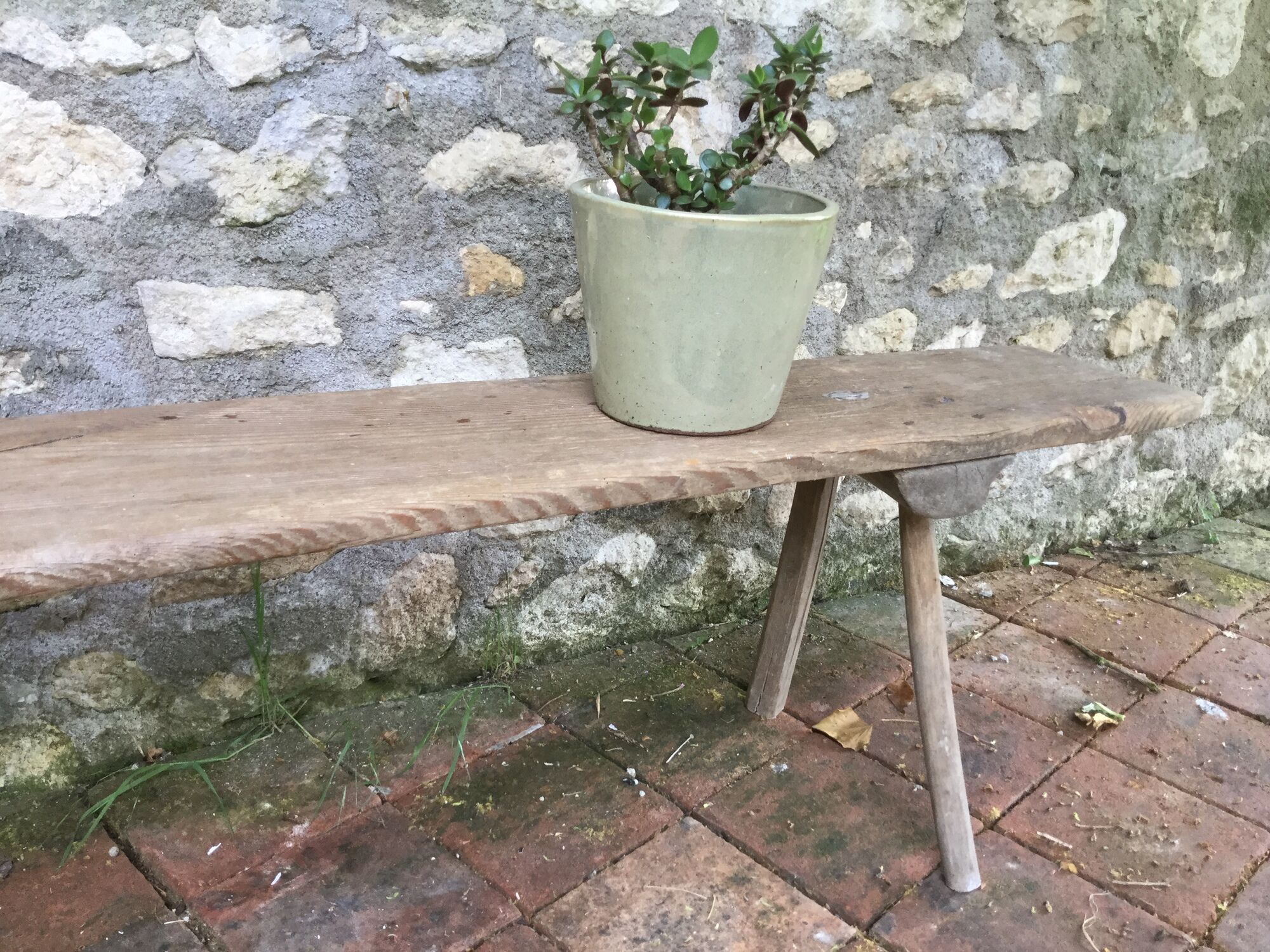 Farm old wooden bench of the 1950s