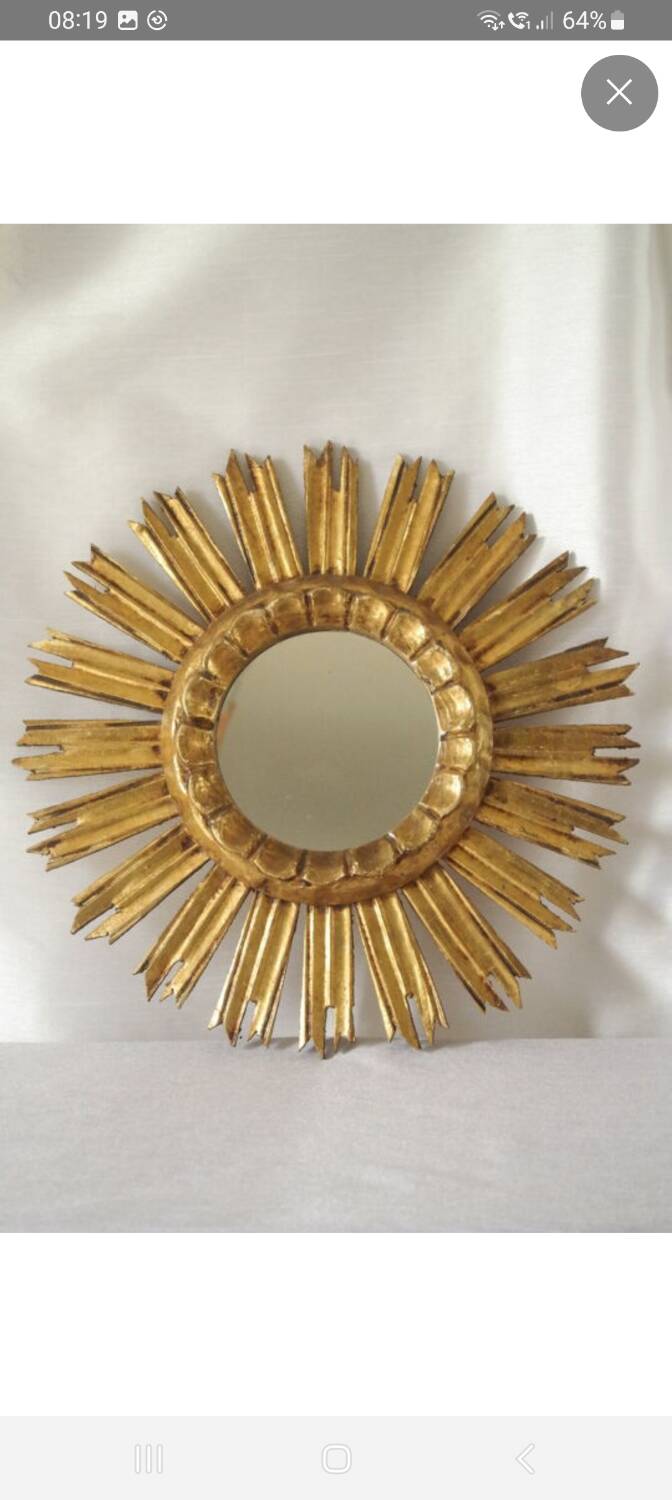 Vintage golden sun mirror