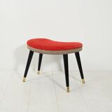 Scandinavian stool with red velvet and brass