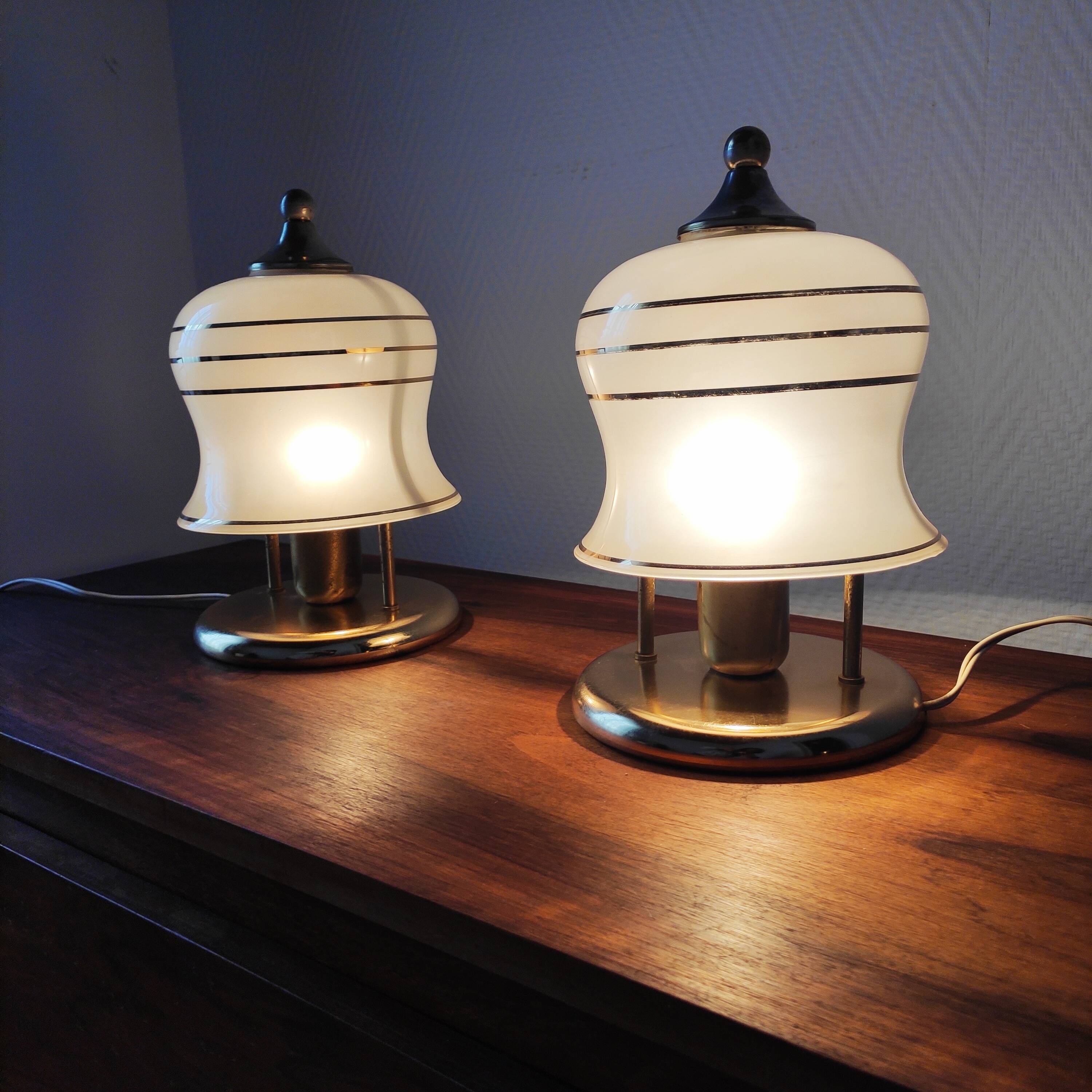 Pair of antique art deco lamps