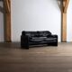 Cassina Maralunga Two Seater Sofa In Black Leather By Vico Magistretti 1970
