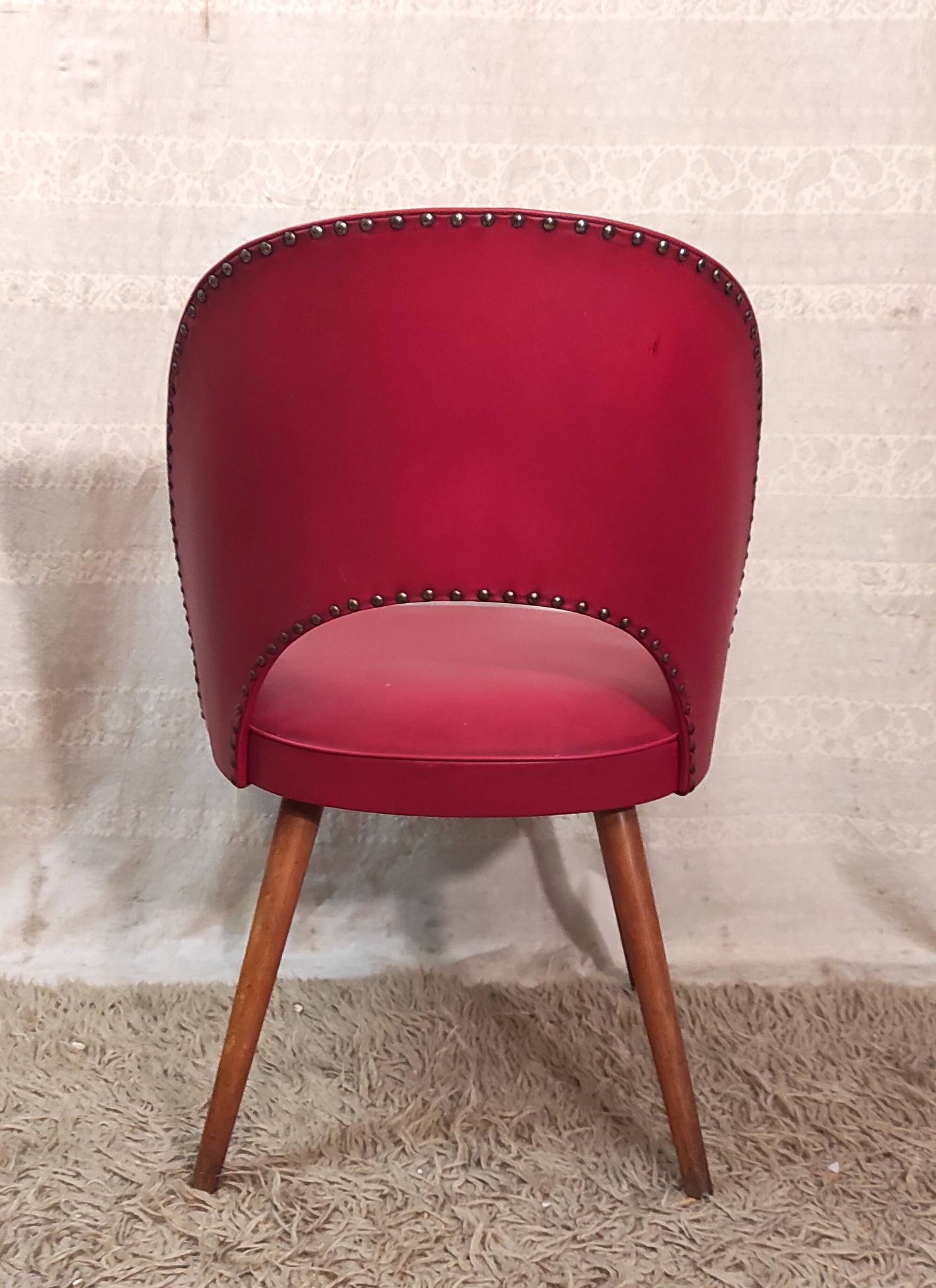 Red Bauhaus armchair by Thonet, 1950s-60s.