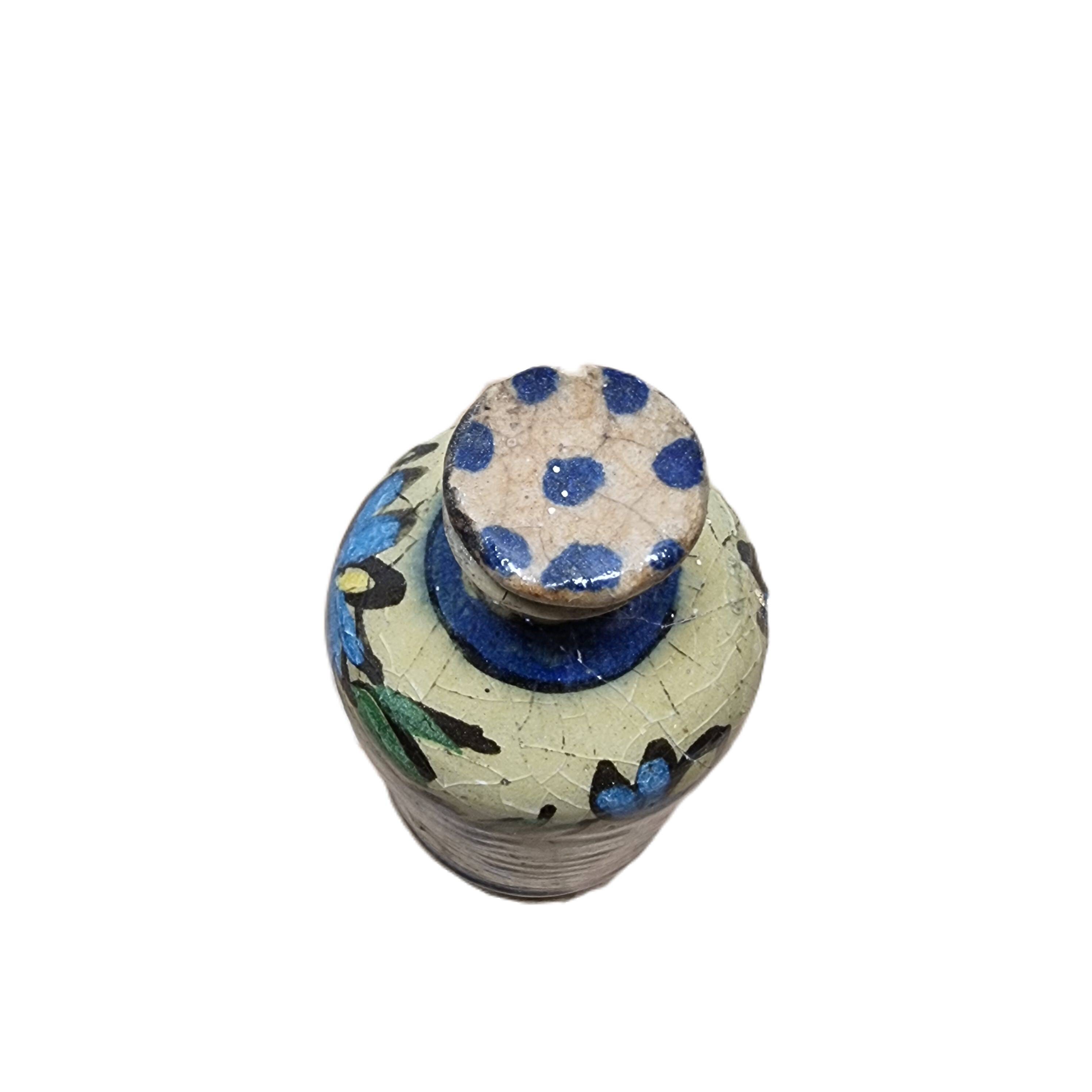 Antique Persian Qajar Ceramic Round Bottle, Circa 1900