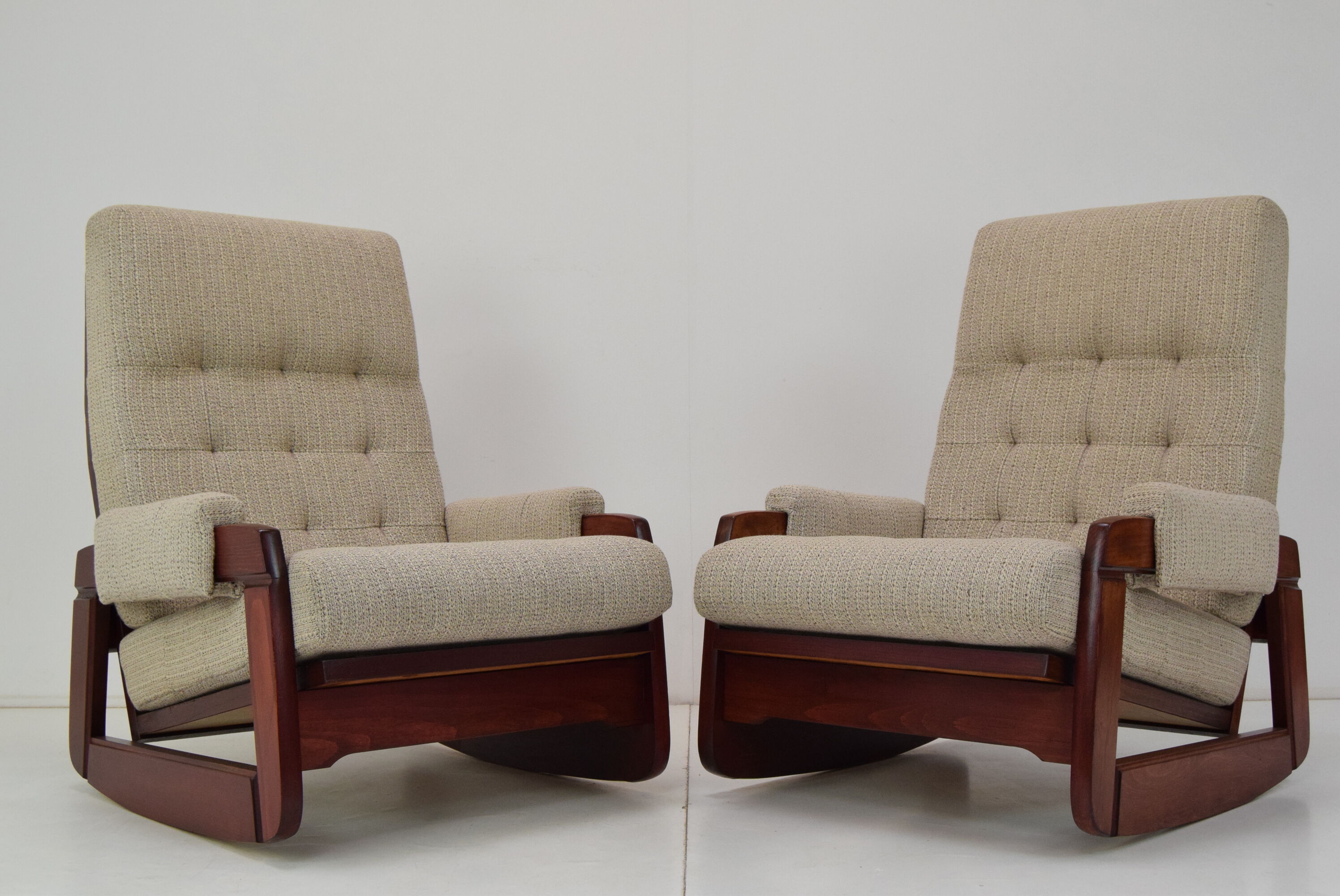 Pair of Mid-century Design Rocking Armchairs,1980's.