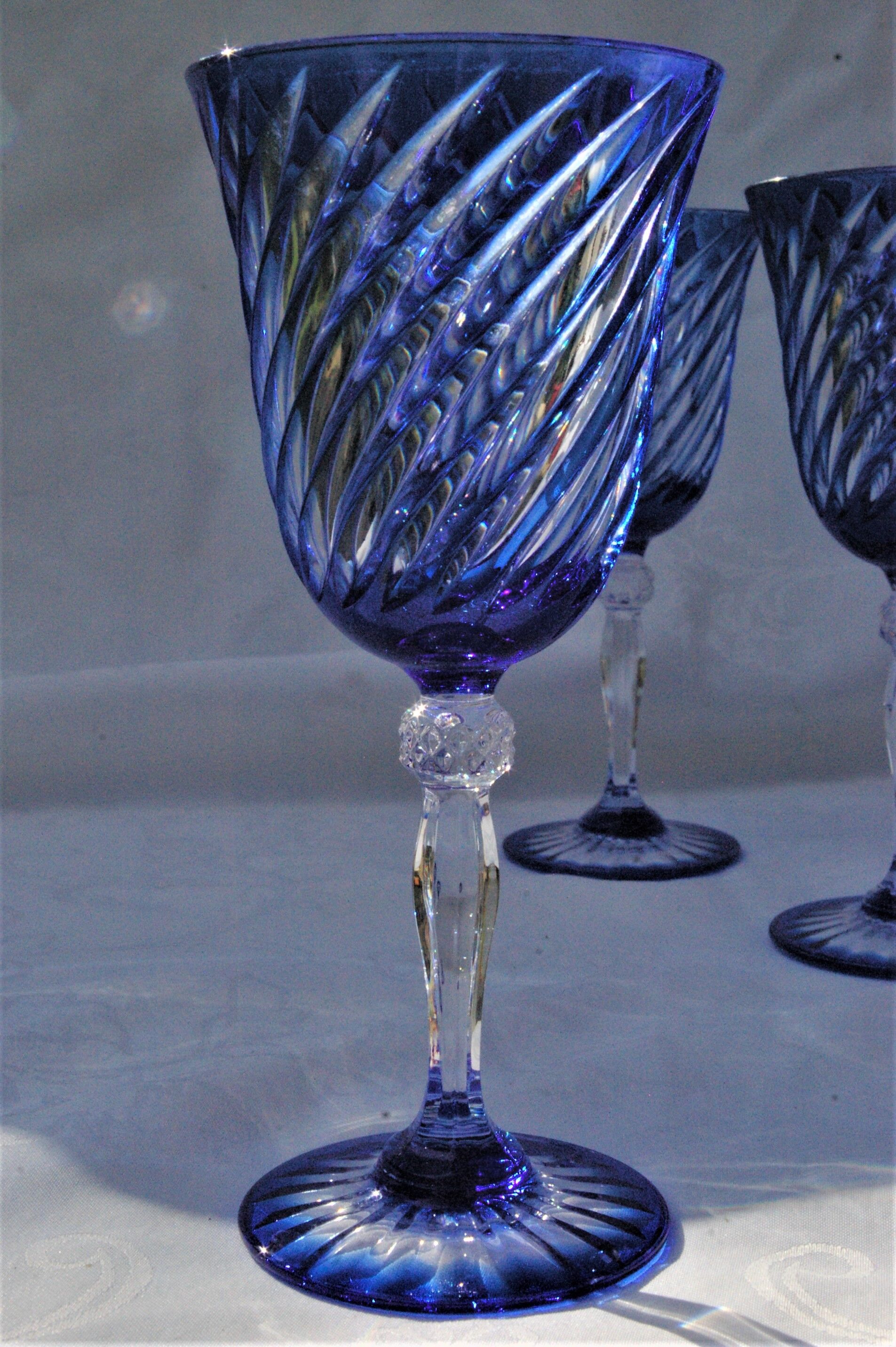 Cristal d'Arques - 6 Wine glasses model Blue Waltz - Double layer crystal