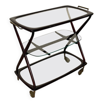 Cesare Lacca 1950 Italian Bar Cart with Brass Wheels