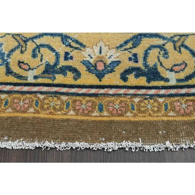 Vintage Turkish Oushak Handmade Wool Cotton Brown Runner Rug 127x310