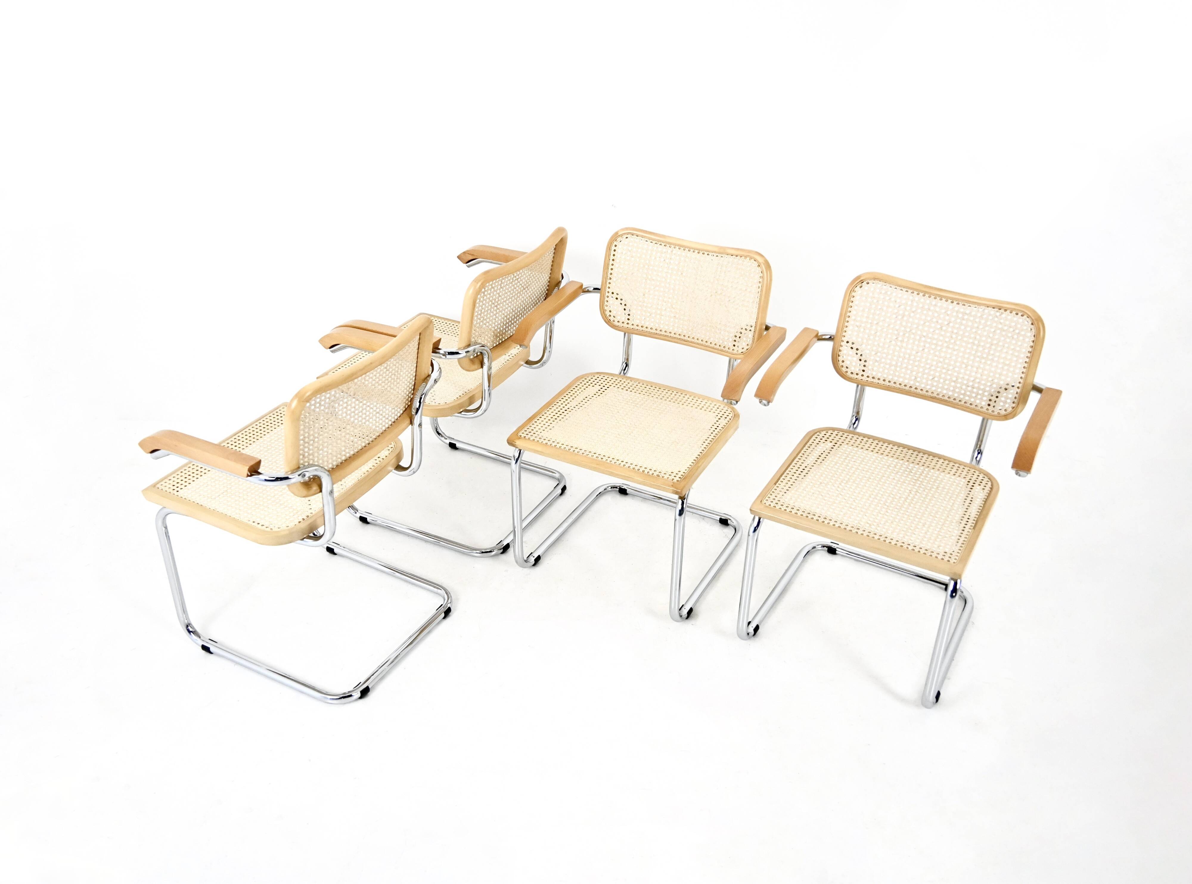 Ensemble de 4 Chaises Style B32 par Marcel Breuer