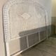 Vintage headboard in woven white rattan