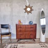 Commode vintage pieds compas poignées scoubidou