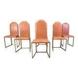 Vintage brass dining chairs by Belgochrom, 1970s