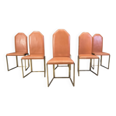 Chaises de salle à manger en laiton vintage par Belgochrom, années 1970.