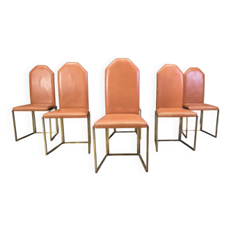 Vintage brass dining chairs by Belgochrom, 1970s