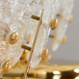 Pair of Italian brass and Murano glass leaf shaped table lamps attr. to Novaresi