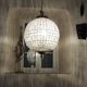 Spherical pendant light with crystal tassels and seed beads / vintage.