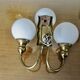Triple "Hollywood Regency" wall light in brass and opaline, 1970