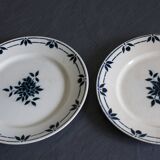 Assiettes anciennes Badonviller fleurs bleues