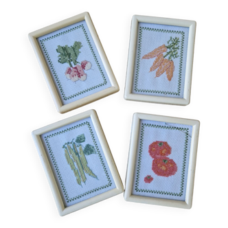 Cadre tableau canevas fruits légumes vintage