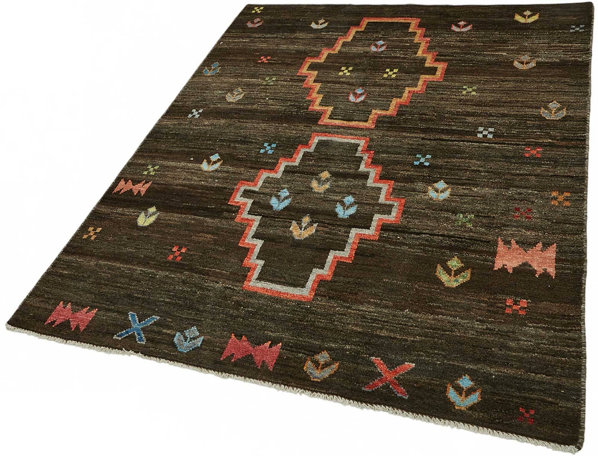 Hand-Knotted Turkish Contemporary 150 cm x 194 cm Brown Wool Carpet