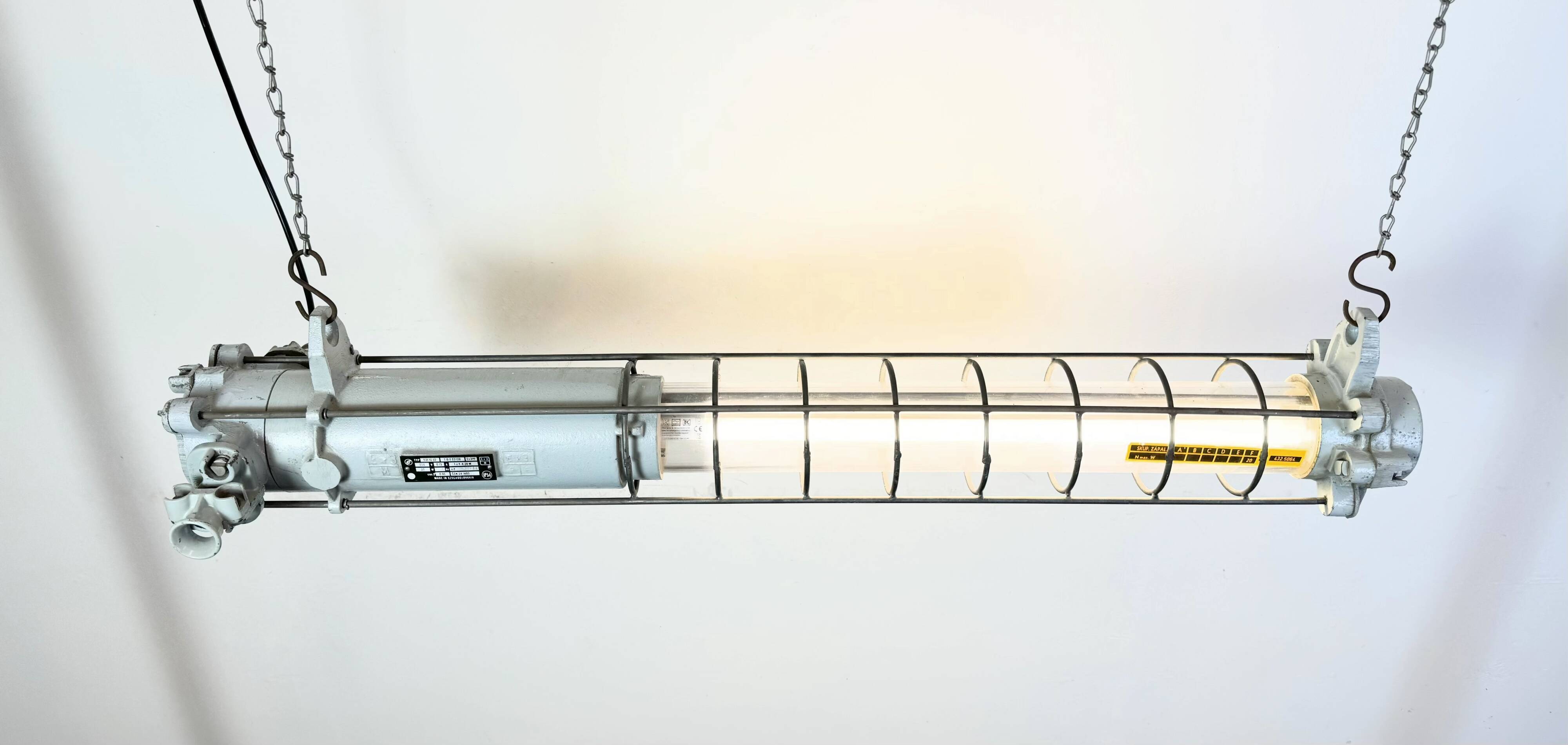 Grey Industrial Hanging Tube Light from Elektrosvit, 1980s