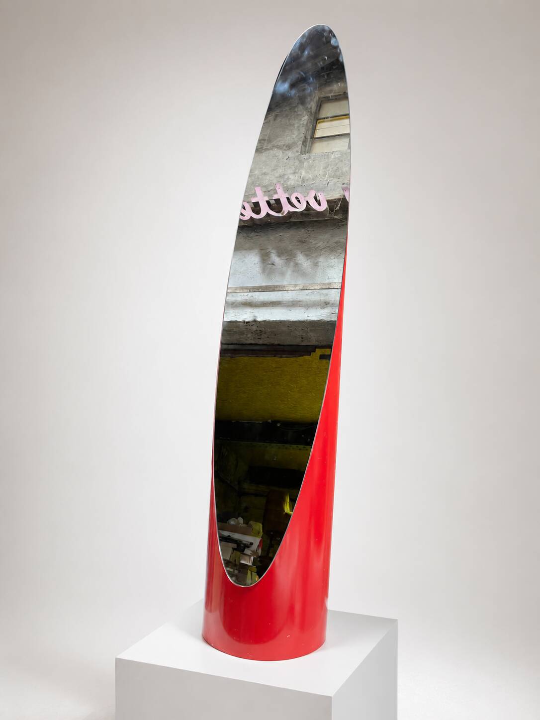 Sculptural mirror Space Age red lacquered — Italy, 1970s