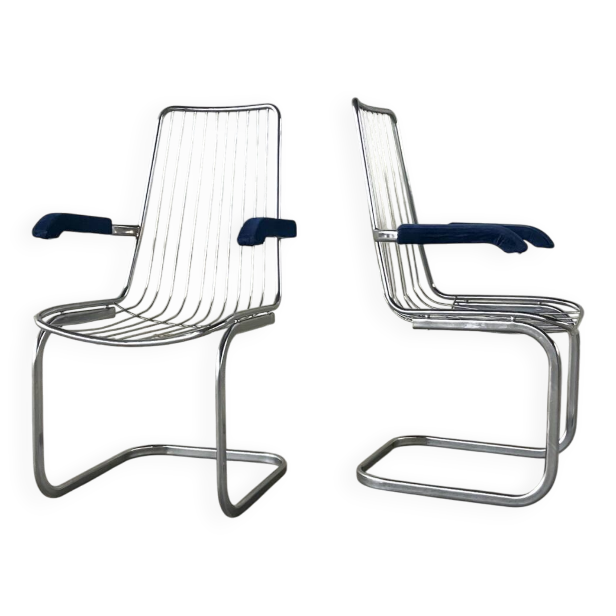 Pair of vintage chrome chairs from the 1970s