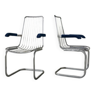 Paire de chaises chromées vintage 1970