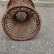 Round tamtam diabolo stool in rattan and woven wicker.