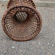 Round tamtam diabolo stool in rattan and woven wicker
